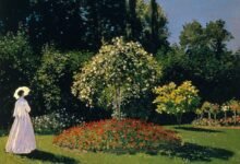 bir claude monet eseri: jeanne-marguerite lecadre bahçede