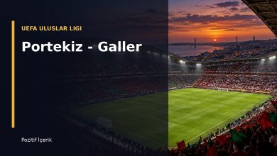 Lizbon’da Portekiz-Galler UEFA Uluslar Ligi maçı öncesinde ışıklar altındaki futbol sahası