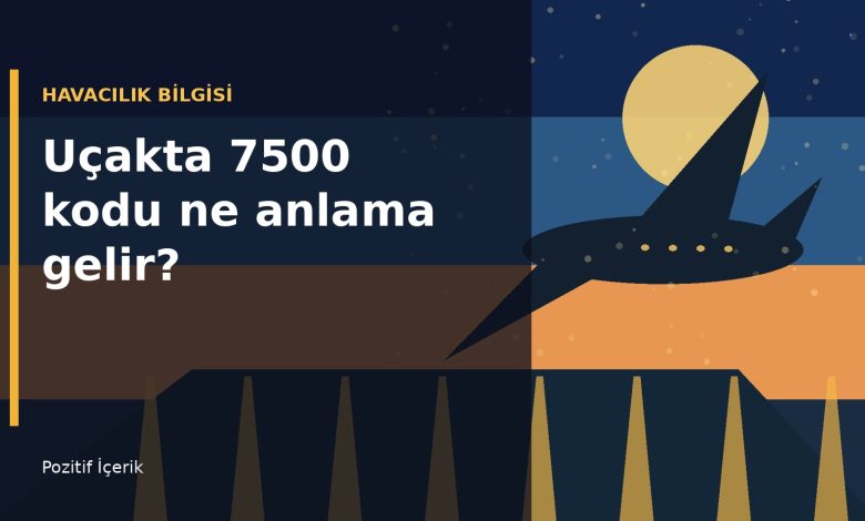 Gün batımında pist üzerinde yolcu uçağı silüeti; uçakta 7500 kodu rehberi için görsel