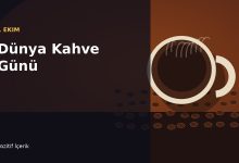Dünya Kahve Günü için kahve çekirdekleri ve koyu kavrulmuş kahve fincanı
