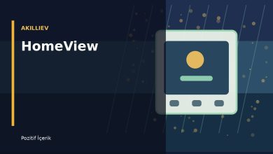 Apple HomeView cihazini akilli ev ekraninda gosteren yatay editoriyel gorsel
